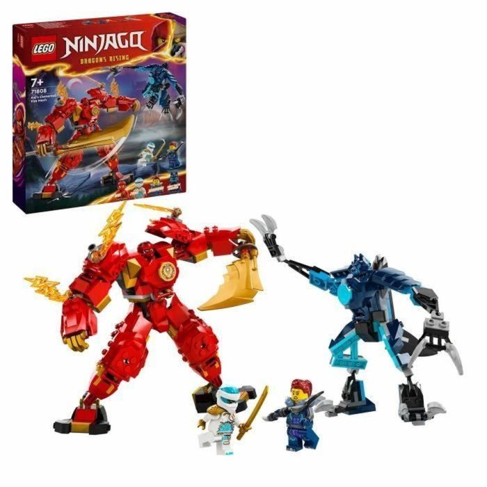 LEGO 71808 NINJAGO Robot elemental de fuego de Kai, juguete ninja con figura personalizable y minifiguras de Kai y Zane