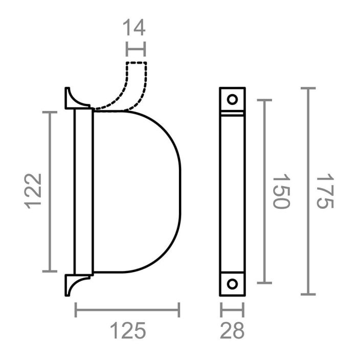Edm Recogedor exterior abatible Pr02 14 mm Marfil, 175 x 32 x 120 mm 2