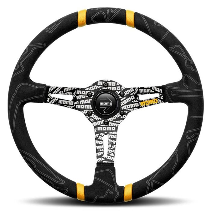 Momo Volante Ultra 350 mm Microfibra Negro MOMVULTRABLK350R Volante Deportivo con Marcadores de Carrera
