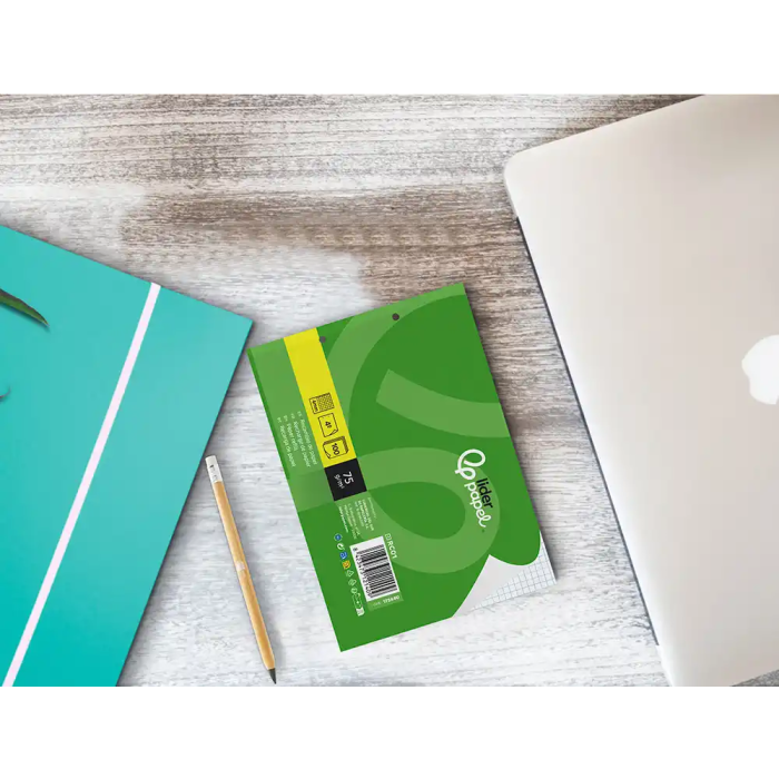 Liderpapel Recambio Cuadernos A5 Apaisado, 100 Hojas Cuadrícula 4 mm, Papel 75 g, 2 Taladros con Margen