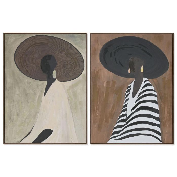 DKD Home Decor Cuadro Moderno Lienzo y Ps, Chica Sombrero, Blanco Marrón, 4 x 120 x 90 cm (2 Unidades) 0 DKD Home Decor Cuadro Moderno Lienzo y Ps, Chica Sombrero, Blanco Marrón, 4 x 120 x 90 cm (2 Unidades) 0