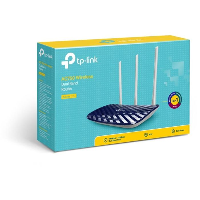 TP-Link Archer C20 Router Inalámbrico AC750 Wi-Fi Doble Banda (2.4/5GHz) 733Mbps, 4 Puertos Fast Ethernet, USB 3 TP-Link Archer C20 Router Inalámbrico AC750 Wi-Fi Doble Banda (2.4/5GHz) 733Mbps, 4 Puertos Fast Ethernet, USB 3
