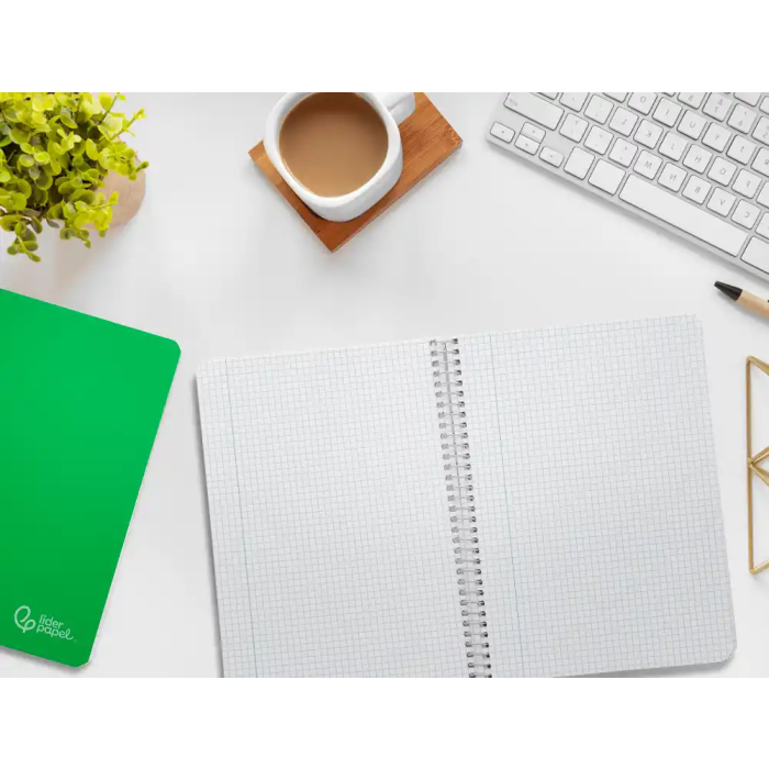Liderpapel Cuaderno espiral A5 Witty tapa dura 80 hojas 90gr cuadro 4mm con margen color verde 7