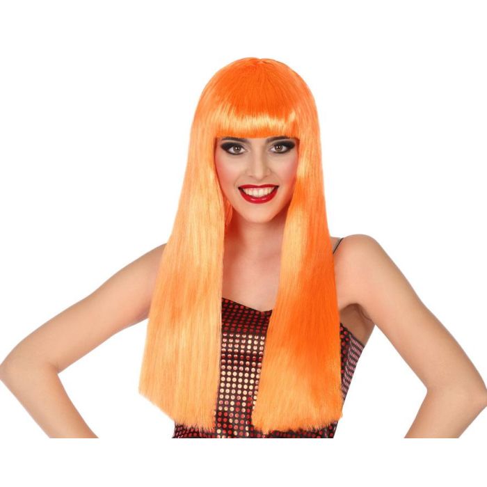Peluca Naranja Larga Lisa con Flequillo 60 cm y 120 gr para Disfraz de Payasa, Anime, Carnaval, Halloween 0 Peluca Naranja Larga Lisa con Flequillo 60 cm y 120 gr para Disfraz de Payasa, Anime, Carnaval, Halloween 0