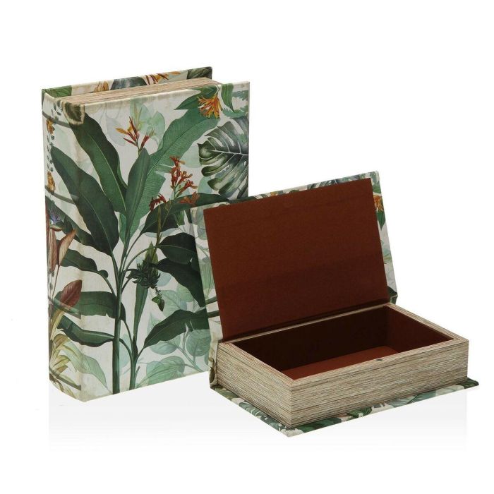 Versa Set de 2 Libros Tropicales 7x27 cm, Lienzo y Madera MDF (2 Unidades) 1 Versa Set de 2 Libros Tropicales 7x27 cm, Lienzo y Madera MDF (2 Unidades) 1