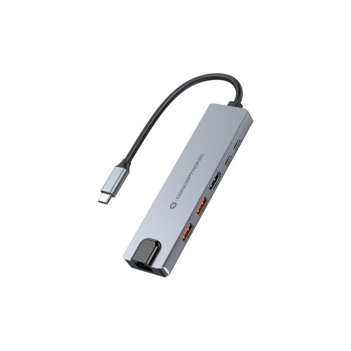 Conceptronic DONN29G Docking Station USB-C Gris, 4K 60Hz, USB 3.2 Gen 2, HDMI 2.0, Gigabit Ethernet