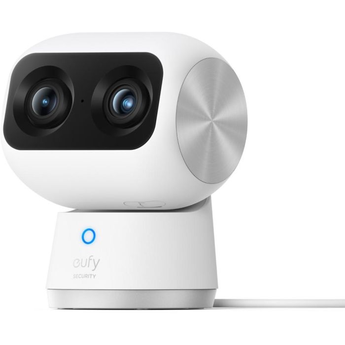 Eufy Indoor Cam S350 Cámara de Seguridad Doble 4K UHD con Zoom 8x, PTZ 360°, IA para Personas y Mascotas, Wi-Fi Doble Banda, Interior, Inalámbrica, Escritorio, Negro/Blanco
