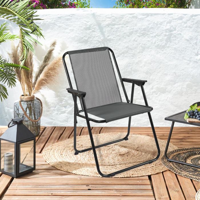 Home Deco Factory Silla Plegable Gris - Acero, Poliéster y Plástico PP, Ideal para Exteriores, Resiste Lluvia y Sol, Tratamiento UV, 45x54 cm; h.84 cm 1 Home Deco Factory Silla Plegable Gris - Acero, Poliéster y Plástico PP, Ideal para Exteriores, Resiste Lluvia y Sol, Tratamiento UV, 45x54 cm; h.84 cm 1