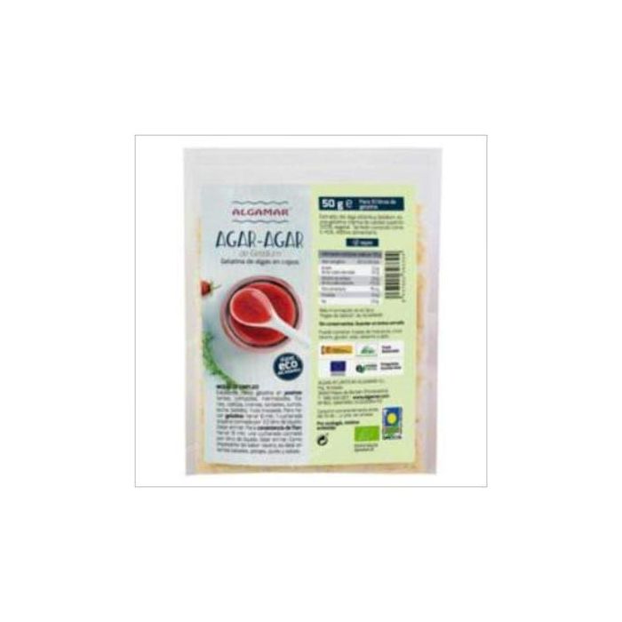 ALGAMAR Alga Agar Agar en Copos 50g 100% Vegetal para Postres y Espesante de Sabor Neutro