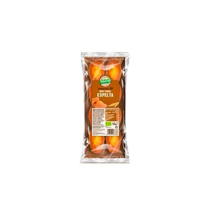 BIOCOP Madalenas Trigo Espelta 100% Bio con Azúcar de Caña y Huevos de Corral Ecológicos, 180g (8 unidades)