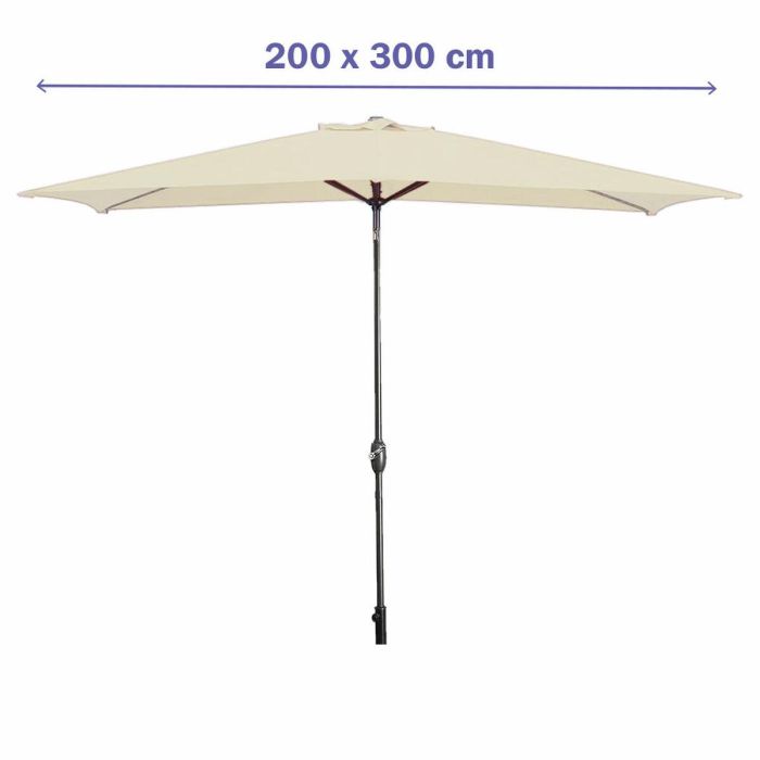 Marbueno Sombrilla Acero 8 Varillas 200x300 cm Polyester Beige Jardin, Piscina y Terraza 10493