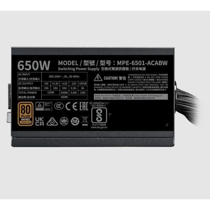 Cooler Master MWE 650W V2 ATX 3.1 - Fuente de Alimentación para PC - 650 W 3 Cooler Master MWE 650W V2 ATX 3.1 - Fuente de Alimentación para PC - 650 W 3