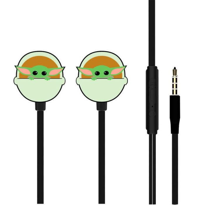 ERT GROUP Auriculares Baby Yoda Mandalorian Star Wars, Control Multifuncional, ABS, Cable 120cm, Jack 3.5mm 1