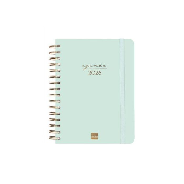 Agenda Anual (2026) Catalan Finocam Espiral Alma Wire-O Tapa Extra Con Goma E10 155X212 D/P Menta