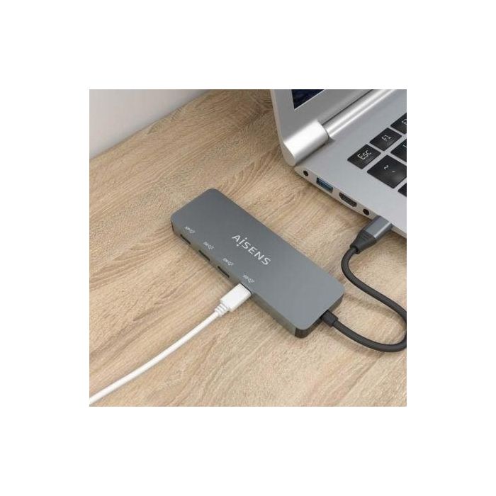 AISENS - HUB USB 3.2 GEN2 10G USB-C, USB-C/M-4xUSB-C/H, GRIS, 15CM 4 AISENS - HUB USB 3.2 GEN2 10G USB-C, USB-C/M-4xUSB-C/H, GRIS, 15CM 4
