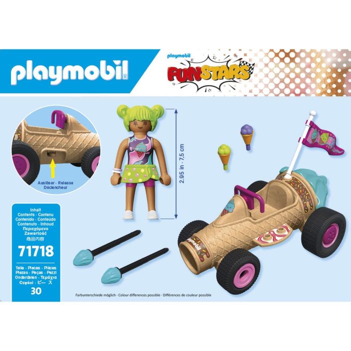 Playmobil 71718 Racing Cono de Helado Funstars con cañón lanza bolas de helado, vehículo de juguete para niños +4 años 1