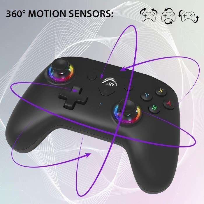 Mando inalámbrico SUBSONIC Switch 2/Switch, LED programables, vibraciones, giroscopio, color negro 3 Mando inalámbrico SUBSONIC Switch 2/Switch, LED programables, vibraciones, giroscopio, color negro 3