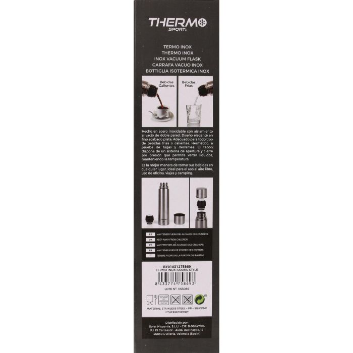 Termo Inox 1000 ml Style Thermosport (6 Unidades) 5 Termo Inox 1000 ml Style Thermosport (6 Unidades) 5