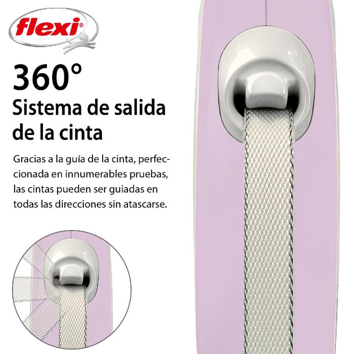 Flexi Correa Retráctil New Comfort Talla S de Cinta 5 Metros Rosa con Freno Preciso y Compatible con Accesorios LED/Multi Box 1 Flexi Correa Retráctil New Comfort Talla S de Cinta 5 Metros Rosa con Freno Preciso y Compatible con Accesorios LED/Multi Box 1