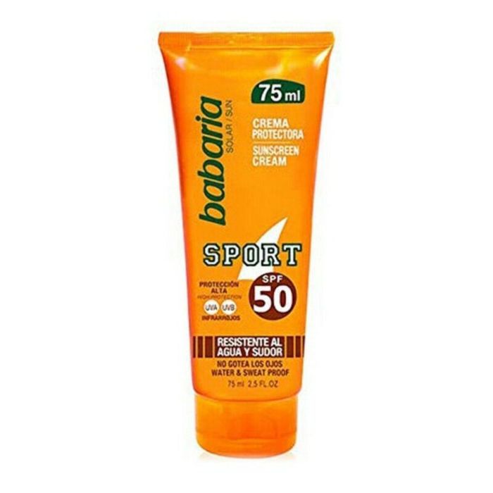 Babaria SOLAR SPORT Crema Solar Protectora Facial y Corporal Waterproof SPF 50 para Deportes. Absorción Rápida, Piel Todo Tipo 75 ml Babaria SOLAR SPORT Crema Solar Protectora Facial y Corporal Waterproof SPF 50 para Deportes. Absorción Rápida, Piel Todo Tipo 75 ml