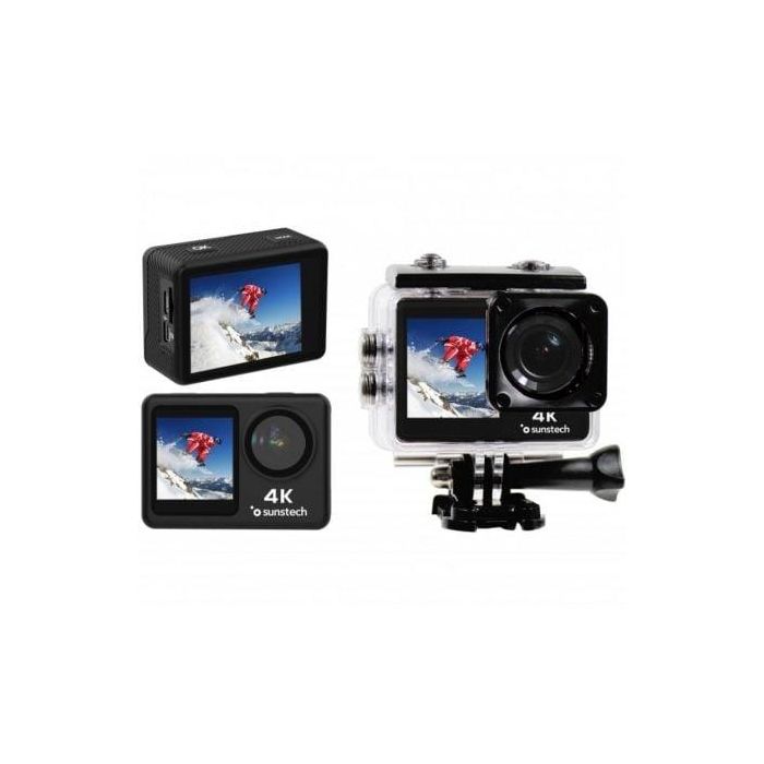 Sunstech ADVENTURE4KBK Cámara Deportiva Digital Adventure 4K 16MP 170º Gran Angular WiFi Sumergible 30m Sensor Sony Negra