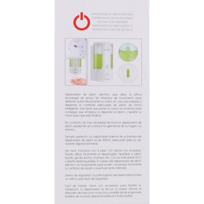 Dispensador de Jabón Eléctrico para Pared Basic Home (6 Unidades) 6 Dispensador de Jabón Eléctrico para Pared Basic Home (6 Unidades) 6