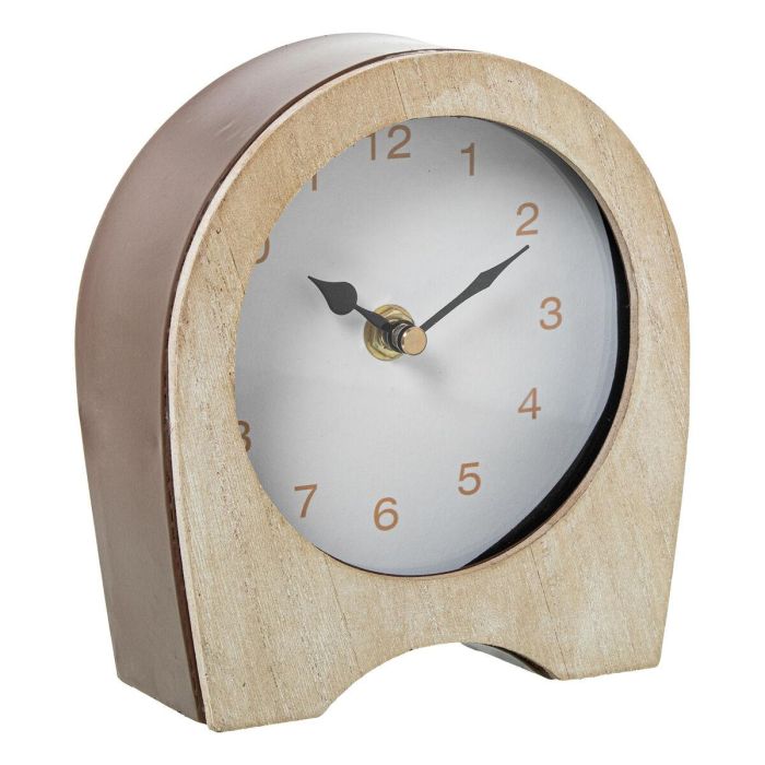 Reloj de Mesa Alexandra House Living Marrón Beige Madera Metal 14 x 16 x 5 cm 4