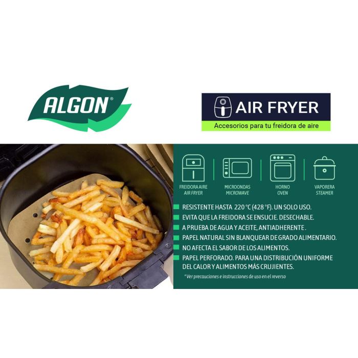Algon Set 40 Papeles Perforados Cuadrados para Airfryer de 23 cm (24 Unidades) 8