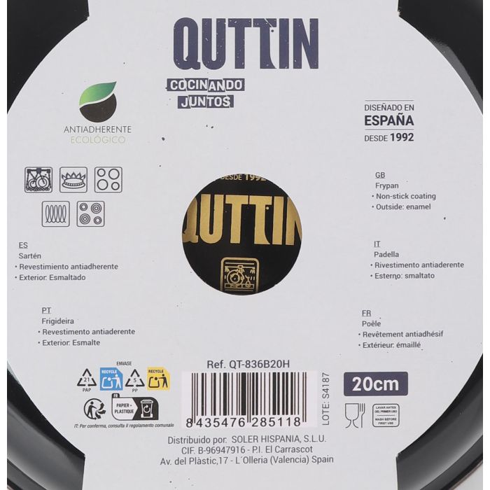 Quttin Sartén Esmaltada Avin 20 cm - Diámetro 20 cm, Profundidad 4.5 cm, Largo 36 cm 3