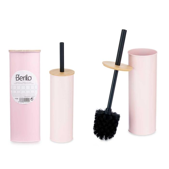 Escobillero Metal con Tapa de Bambú Rosa Berilo 9.5x27.2x9.5 cm (6 Unidades) Escobillero Metal con Tapa de Bambú Rosa Berilo 9.5x27.2x9.5 cm (6 Unidades)