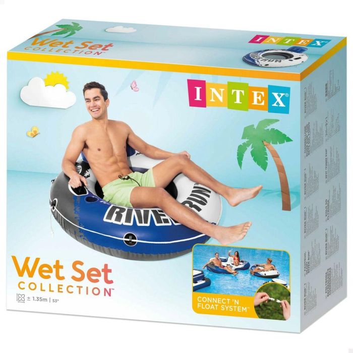 Sillón Hinchable para Piscina Intex River Run Azul Blanco 135 x 13,5 cm (6 Unidades) 1