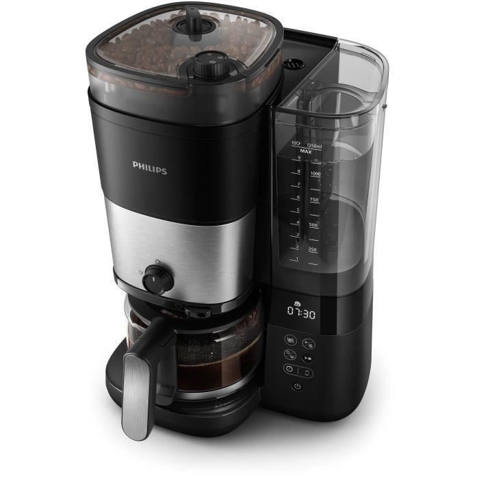 Cafetera de filtro con molinillo integrado - PHILIPS - HD7888/01 - Hasta 10 tazas - 1,25 L - Negra / Plata 2