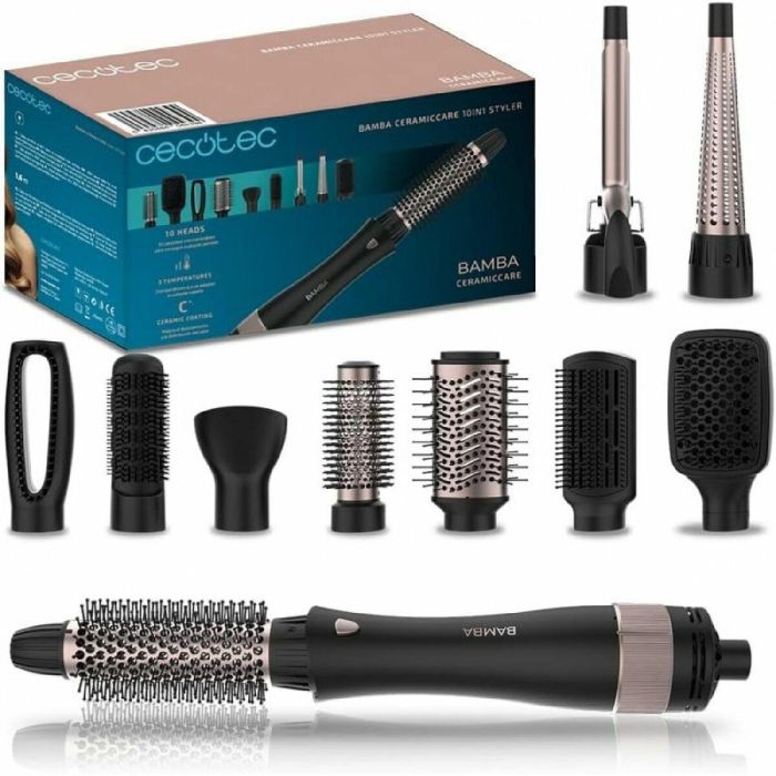 Cepillo Moldeador Cecotec CeramicCare 10in1 Styler Negro Cerámico