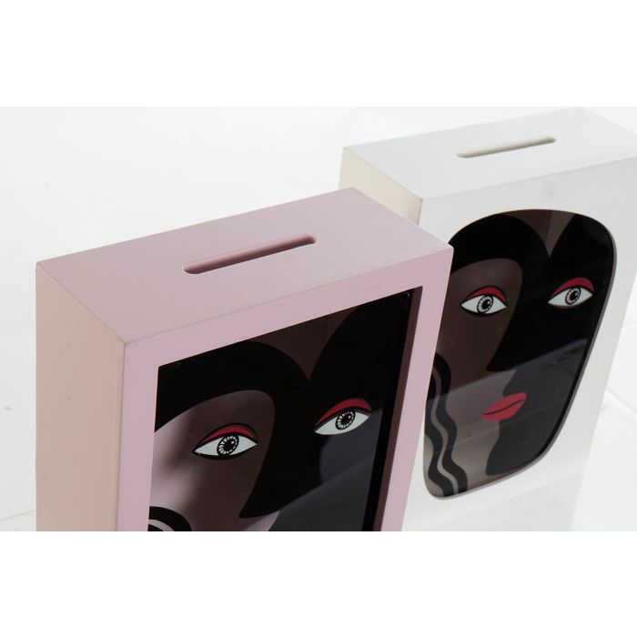 DKD Home Decor Hucha Moderna de MDF Rosa y Blanco, Pack de 6 Unidades con Diseños Surtidos, Ideal para Regalo, Medidas 22 x 17 x 7 cm 1 DKD Home Decor Hucha Moderna de MDF Rosa y Blanco, Pack de 6 Unidades con Diseños Surtidos, Ideal para Regalo, Medidas 22 x 17 x 7 cm 1