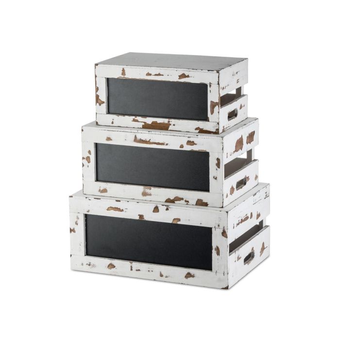 TABLECRAFT - RCBCRATE2 - SET de 3 CAJAS - ELEVADORES - Blanco decapado