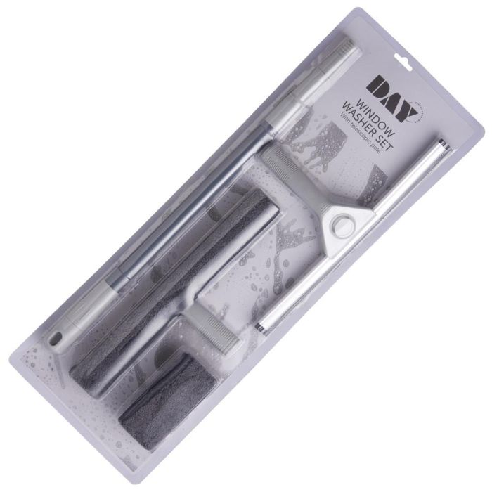 Day Limpiacristales Telescópico Extensible hasta 1.5m con Escobilla Microfibra y Recambio 3