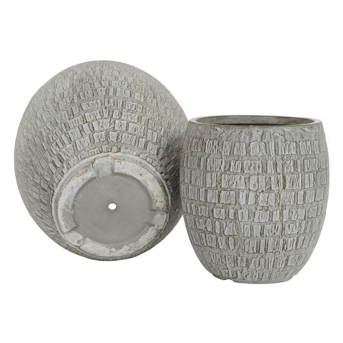 Set de Maceteros Home ESPRIT Gris Fibra de Vidrio Magnesio 55 x 55 x 55,5 cm (3 Unidades) 2