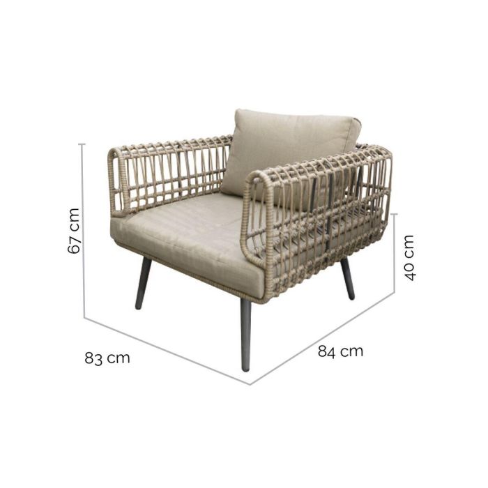 Sofá de Jardín Ariki 83 x 84 x 67 cm ratán sintético Acero 1