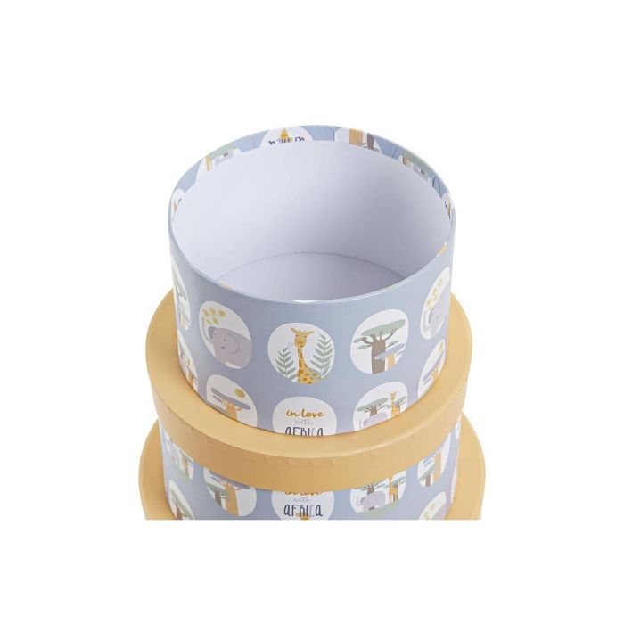 Caja Kids DKD Home Decor Azul Amarillo 37.5 x 18 x 37.5 cm Set de 10 2