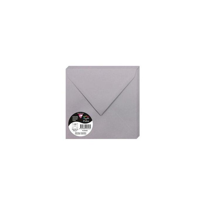 Sobre Clairefontaine Pollen 165X165 120G Gris Koala Paquete De 20