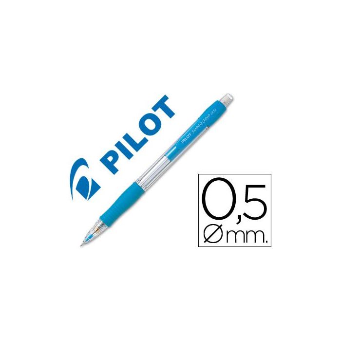 Portaminas Pilot Super Grip Celeste 0,5 mm Sujecion De Caucho 12 unidades