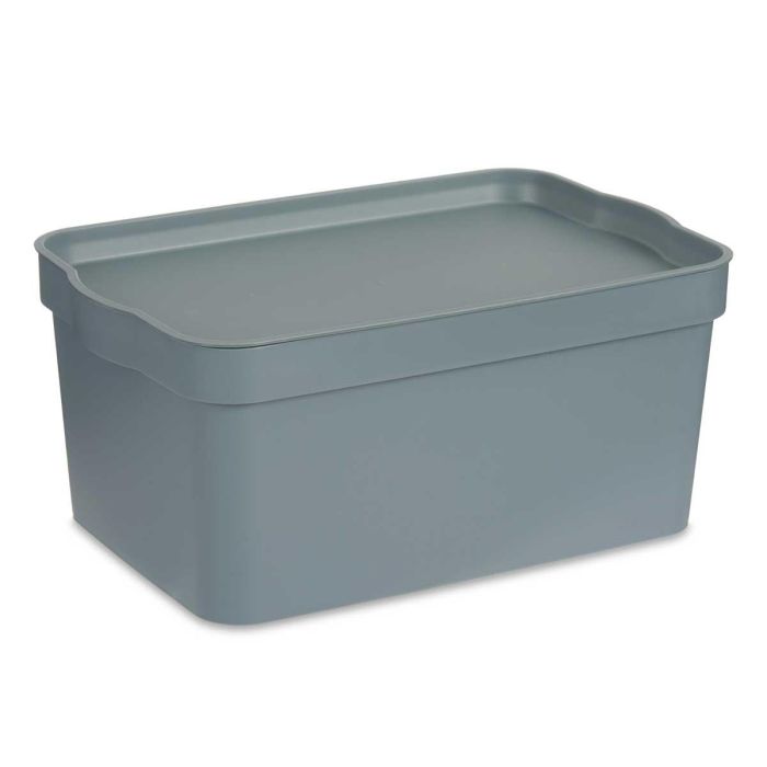 Kipit Caja Plástico con Tapa 7.5L Gris 21 x 14.2 x 32 cm (Set de 12)