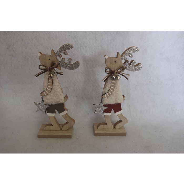 Figura Navidad Alpina DKD Home Decor Blanco Rojo 4 x 20.5 x 8 cm (12 Unidades)