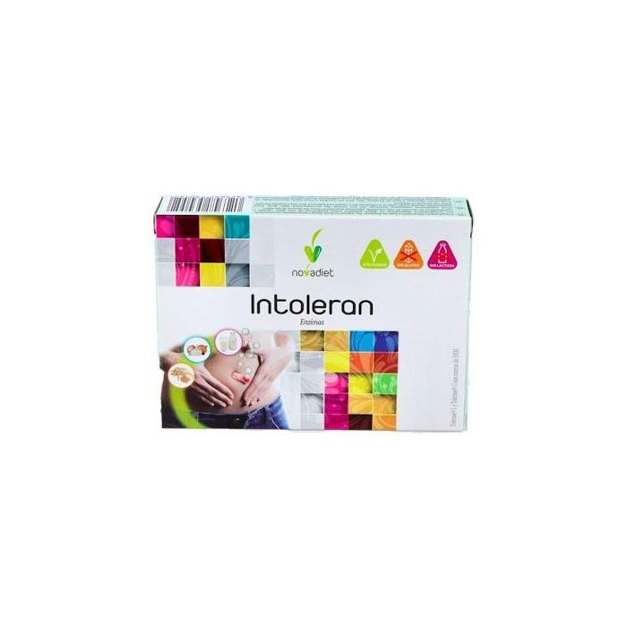 NOVADIET Intoleran 30 Comprimidos. Fórmula Vegana para una Digestión Normal. Enzimas para Intolerancias Alimentarias