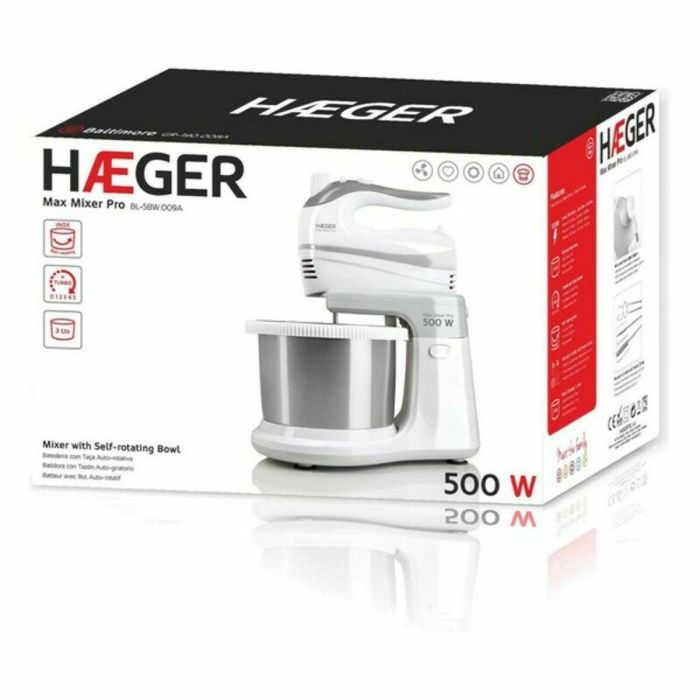 Batidora-Amasadora con Bol Haeger BL-5BW.009A 2 L 500 W 500W 4