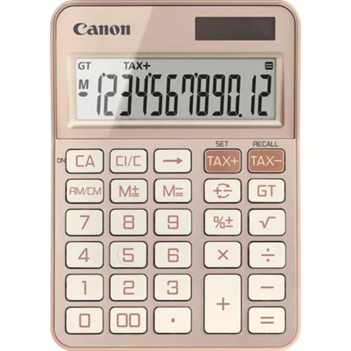 Canon KS-125KB Calculadora de Sobremesa con Pantalla LCD de 12 Dígitos, Funciones Científicas y Financieras, Color Oro Rosa