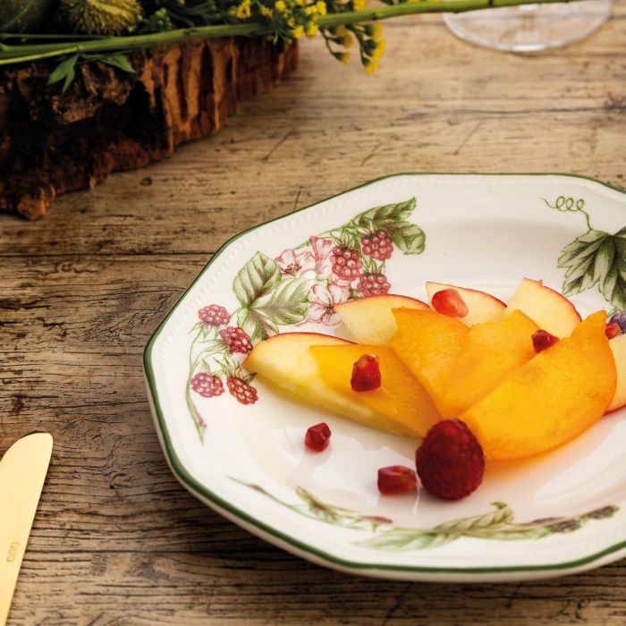 Queen's Plato Postre Cerámico Victorian Orchard 20,5 cm Acabado Brillo Loza Vitrificada Estilo Inglés Apto Microondas y Lavavajillas (6 Unidades) 3