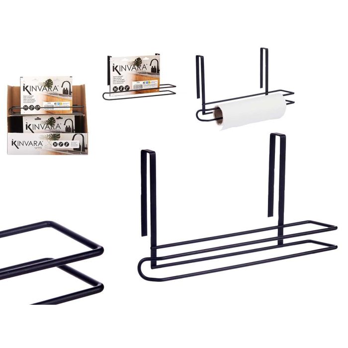 Soporte para rollo de cocina Kinvara, negro metal, 34x17x10 cm (8 Unidades) Soporte para rollo de cocina Kinvara, negro metal, 34x17x10 cm (8 Unidades)