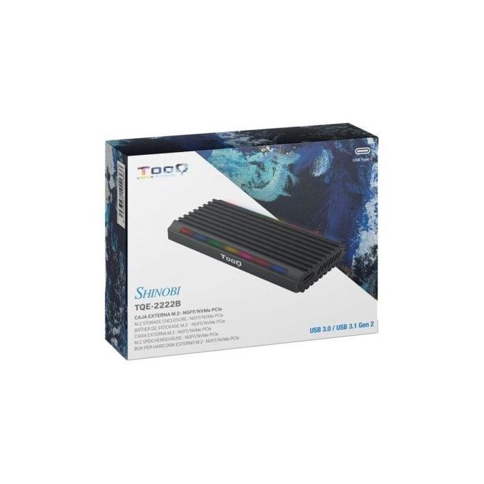 TooQ TQE-2222B Caja Externa SSD M.2 NVMe/NGFF USB 3.1 Gen2 USB-C Sin Tornillos RGB Negro Aluminio 4 TooQ TQE-2222B Caja Externa SSD M.2 NVMe/NGFF USB 3.1 Gen2 USB-C Sin Tornillos RGB Negro Aluminio 4