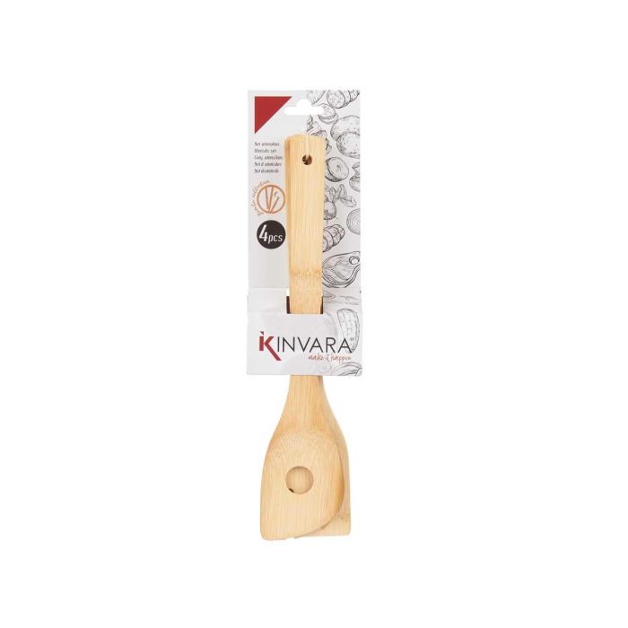 Set 4 utensilios cocina bambú Kinvara - 8x34.5x3.2 cm, marrón (12 Unidades) 2
